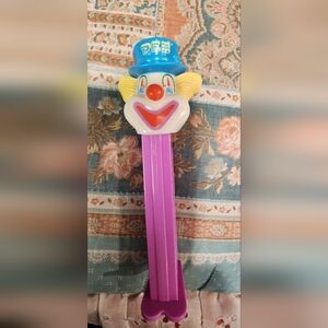 Vintage 1970 Smiling Pete Clown PEZ Candy Dispenser with Purple Stem